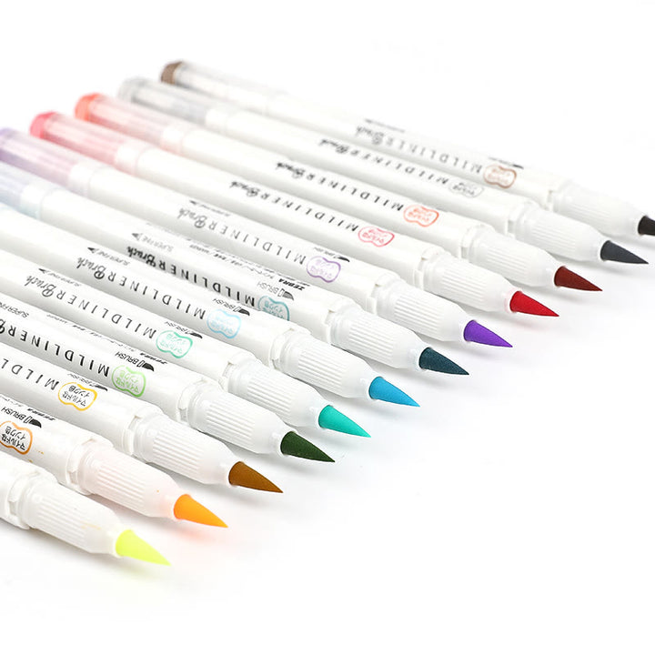 Soft Brush Nib Highlighter Double-end Drawing Marker Pens