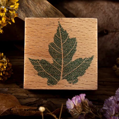 8 Style Leaf Wooden Rubber Stamp DIY Maple Leaf Ginkgo Leaf Bodhi Leaf Clover