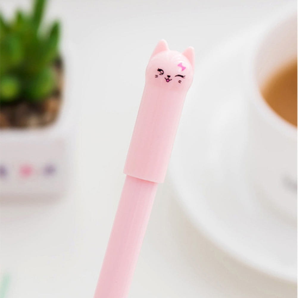 0.5mm Black Ink Tip Pens Cute Cat Pattern For Students