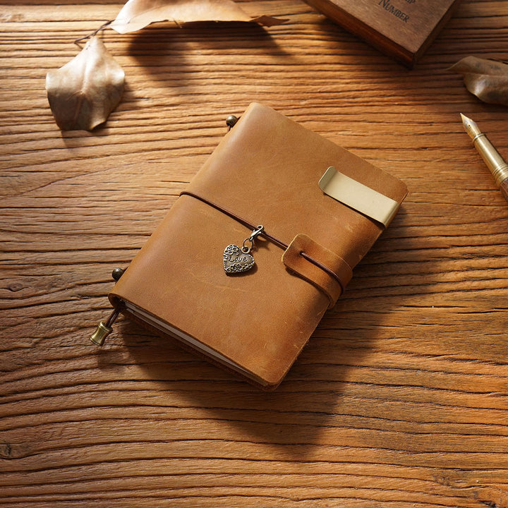 Vintage Leather Cover Notebook With Lashing Design For Business