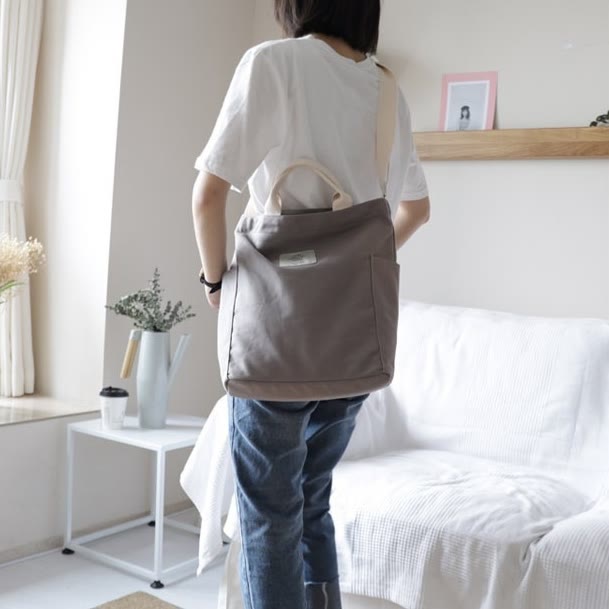 Wide Strap Canvas Tote For Women Minimalist Soft Crossbody Bag