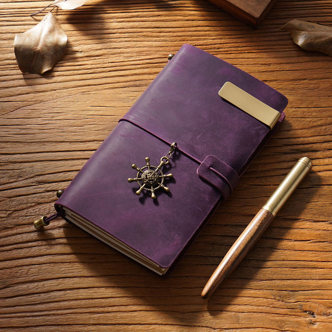 Vintage Leather Cover Notebook With Lashing Design For Business