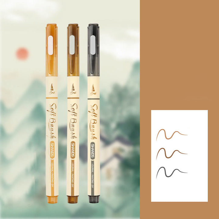 3pcs Set Art Marker Pens Soft Brush Colored Drawing Pens