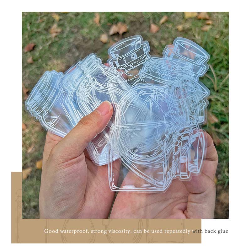 30Pcs Transparent Glass Bottle Vase Stickers