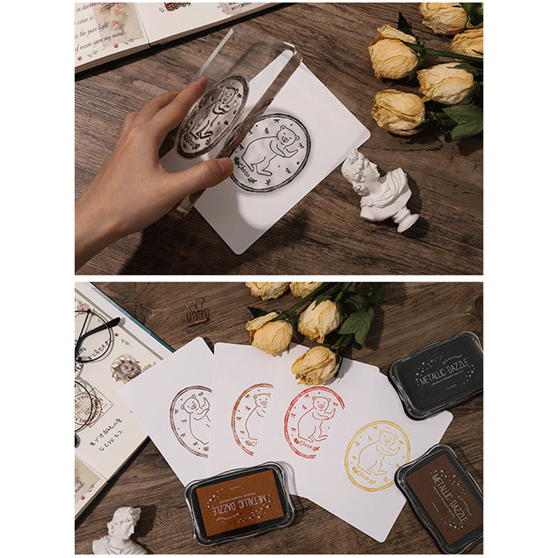 Metallic Color Ink Pads for Rubber Stamps DIY Color for Stamping Embossing Craft