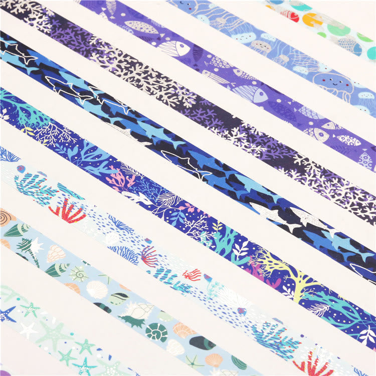 10 Rolls Blue Ocean Series Washi Tape Set Scrapbook Tape