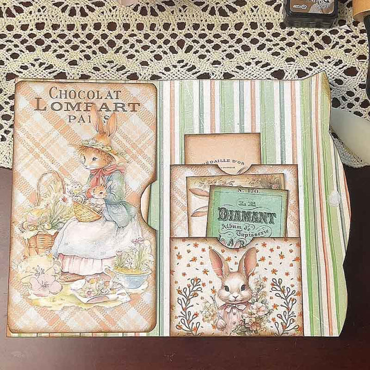 Retro Bunny Theme Storage Book Materials Set DIY Journaling Supplies