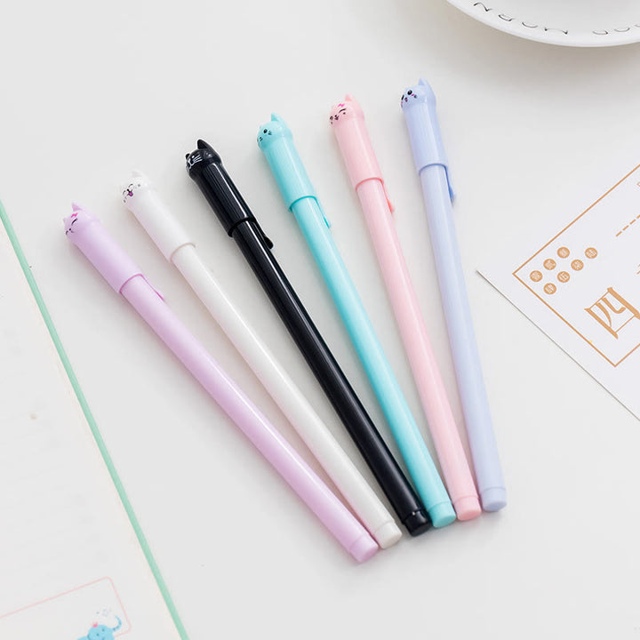 0.5mm Black Ink Tip Pens Cute Cat Pattern For Students