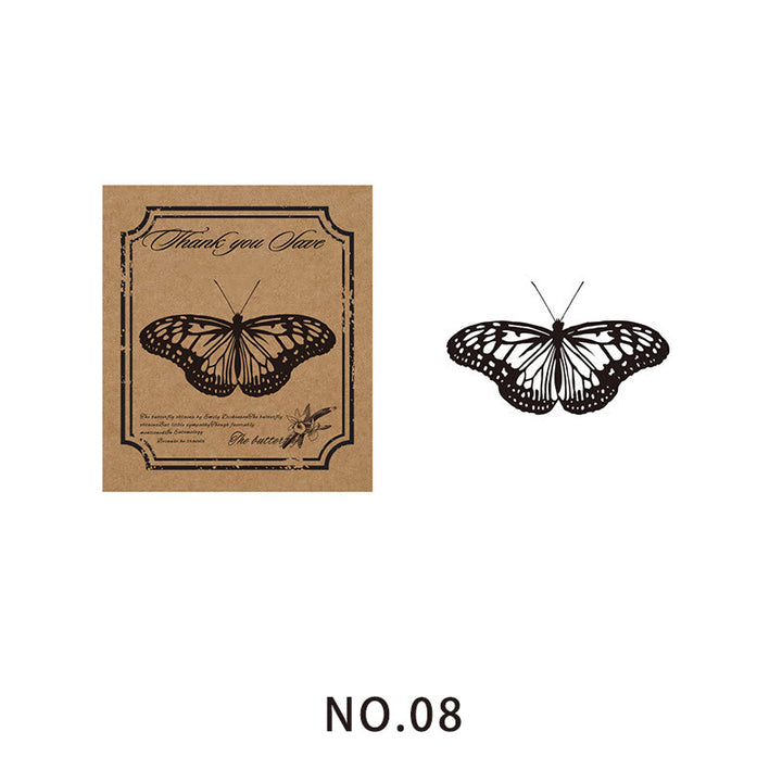 9 Styles Butterfly Theme Wood Rubber Stamps Journal Diary Decoration