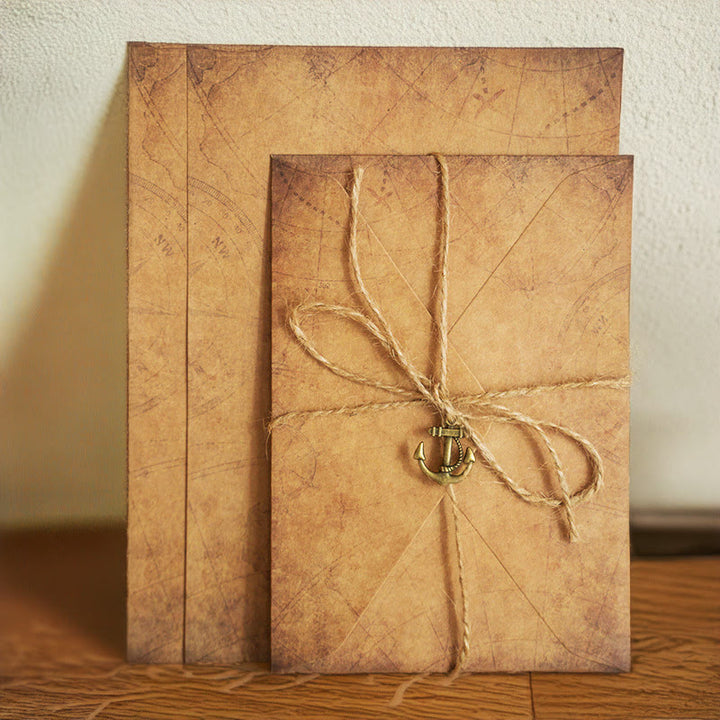 Kraft Paper Letter Envelopes Set With Small Pendant Decor