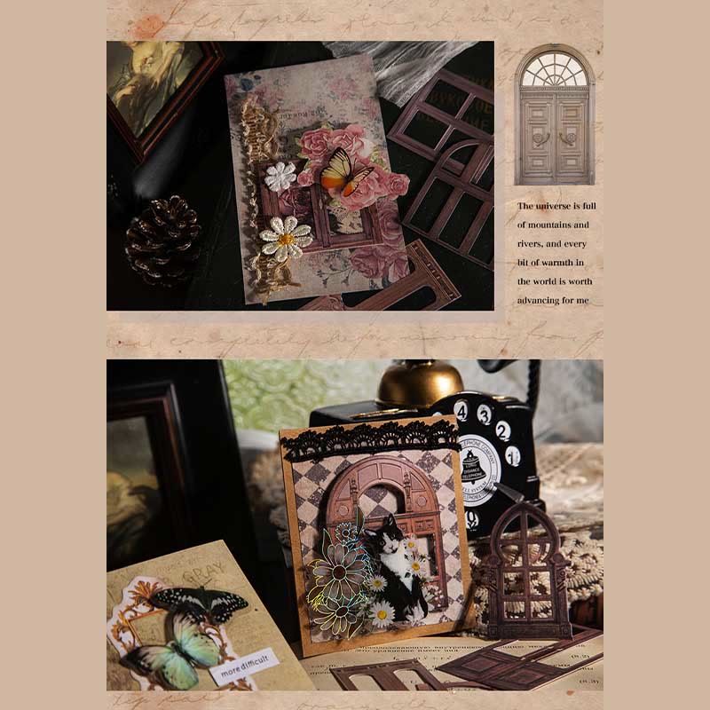 Vintage Story Of Doors And Windows Scrapbook Journaling Backing Paper