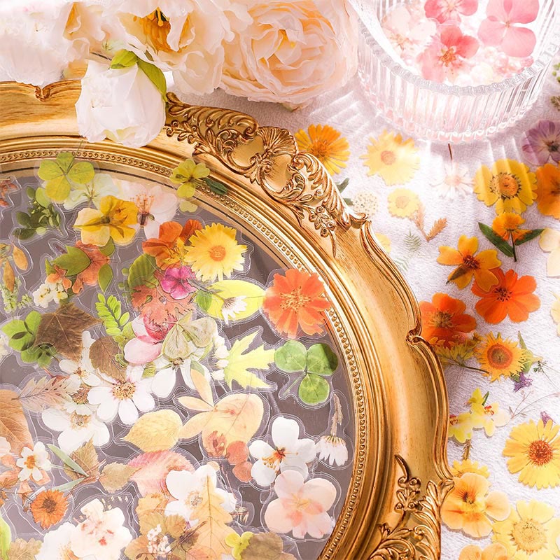 45Pcs Flower Language Series PET Clear Stickers 6 Styles