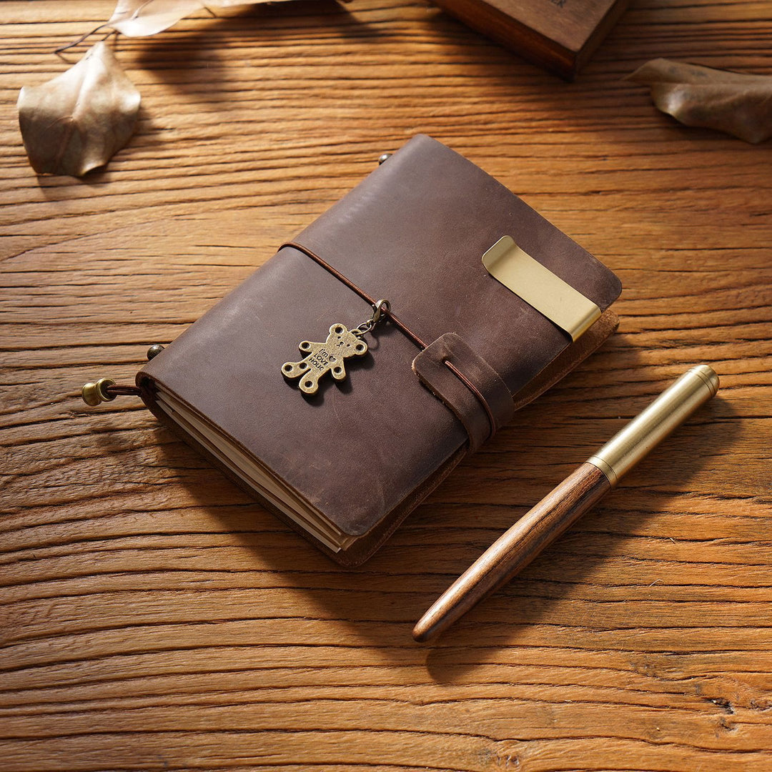 Vintage Leather Cover Notebook With Lashing Design For Business