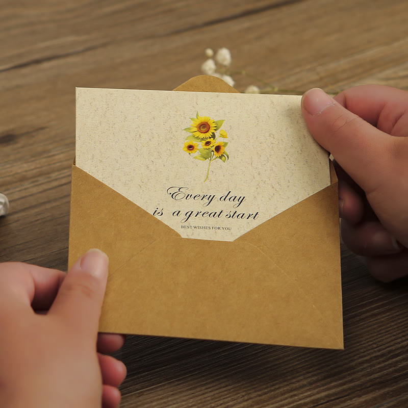 Flower Greeting Card With Envelopes For Mail Letter