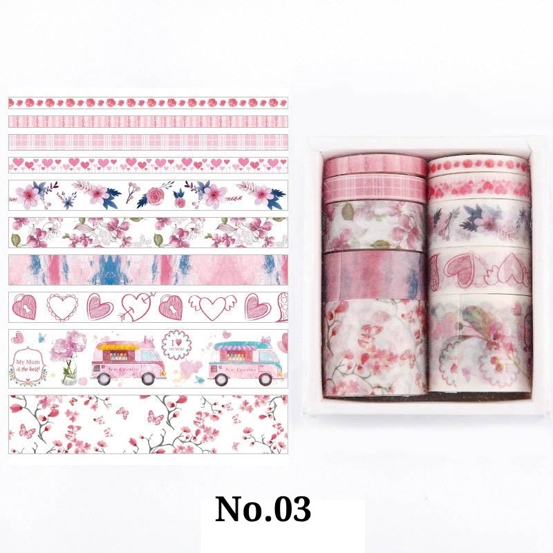 10Pcs Washi Tape Set Sticker Sea And Forest Series Scrapbook Stickers