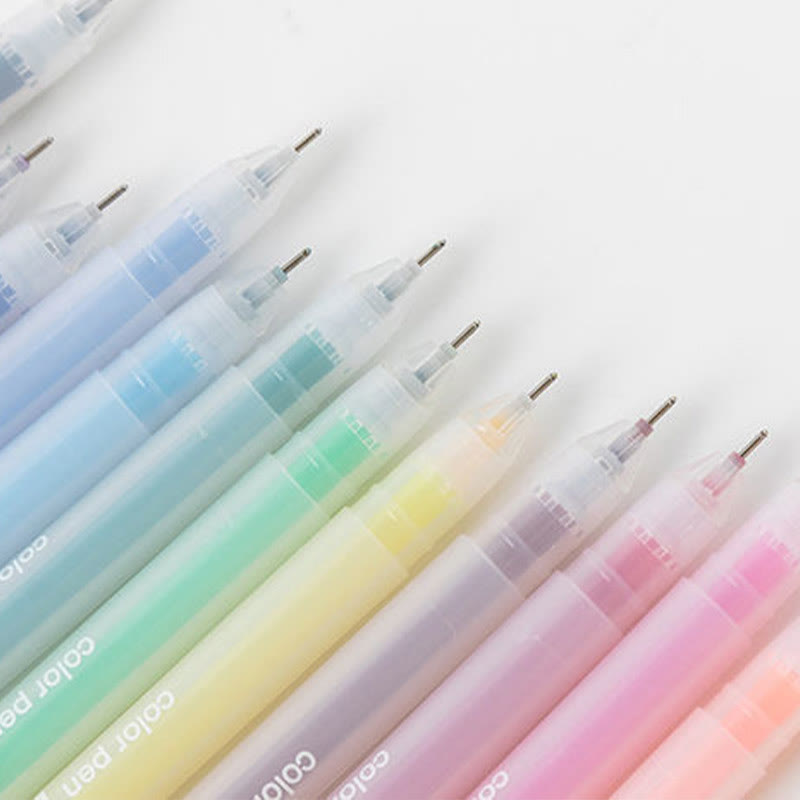 12pcs Set 0.5mm Tip Pens For Students Clear Pattern Office Supplies