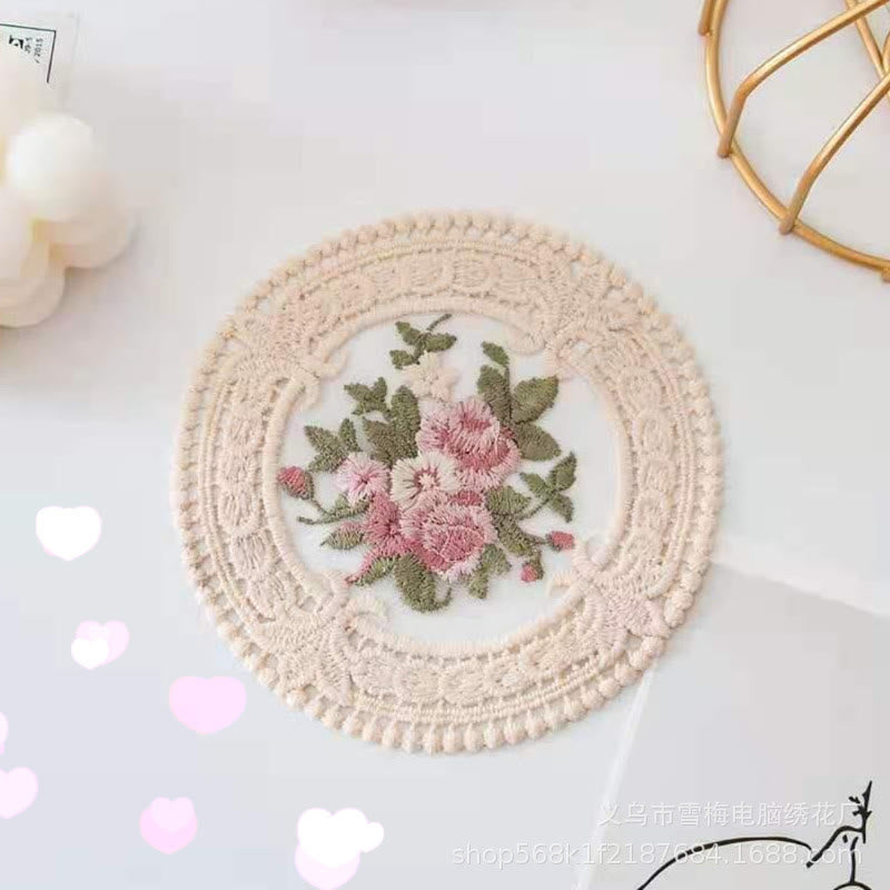 Hollow Out European Lace Coasters Vintage Embroidery Insulated Tablecloth