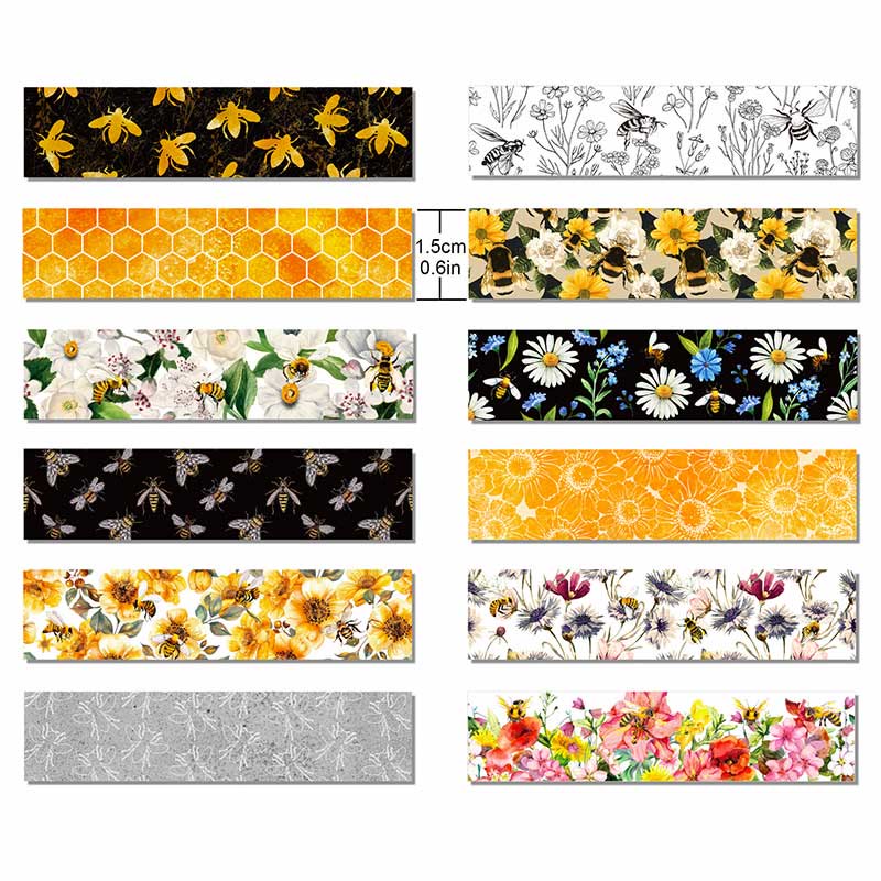 12 Rolls Spring Bee Series Washi Tape Set Scrapbook Tape