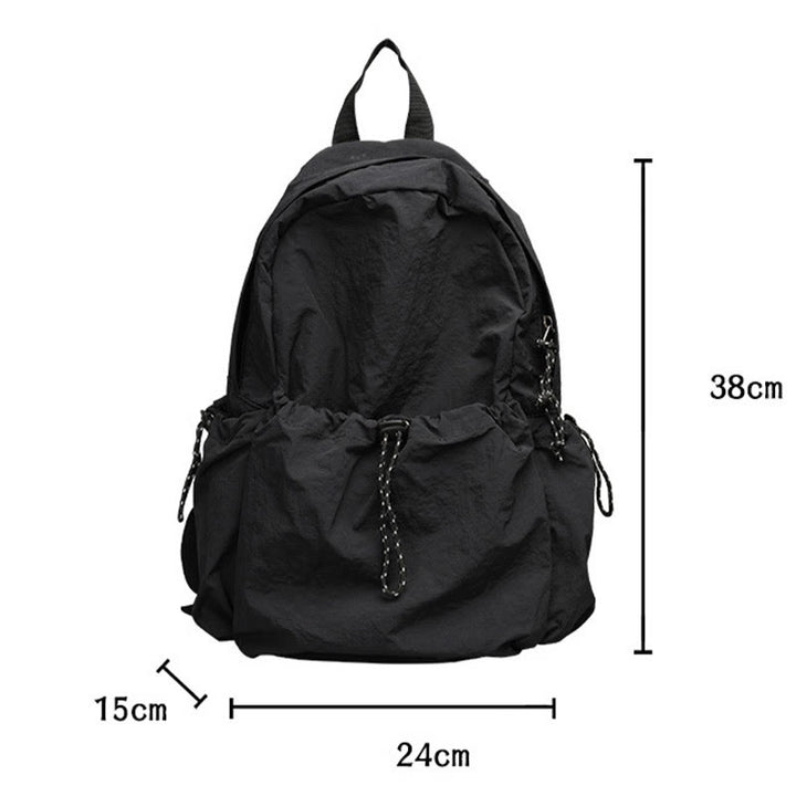 Minimalist Plain Color Canvas Backpack For Women Drawstring Students Daypack