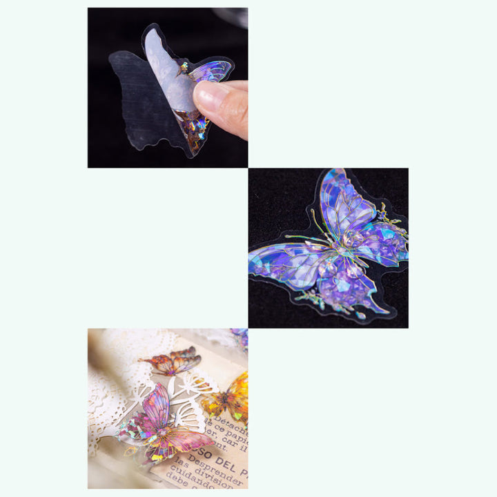 Sky Land Theme Sticker Pack PET Laser Gold Butterfly Sticker