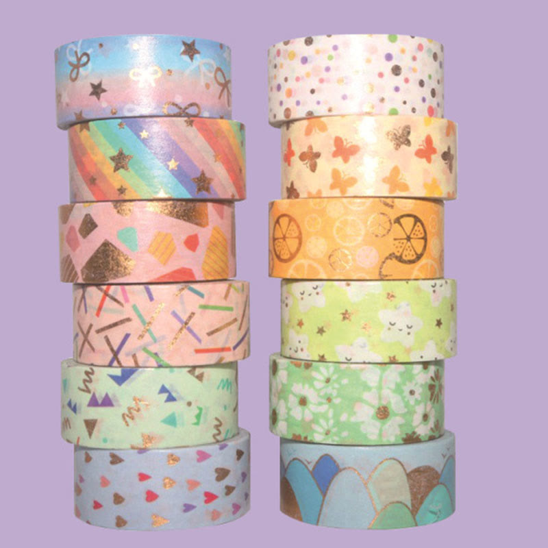 12 Rolls Set Macaron Color Washi Tape Decorative Scrapbook Tape