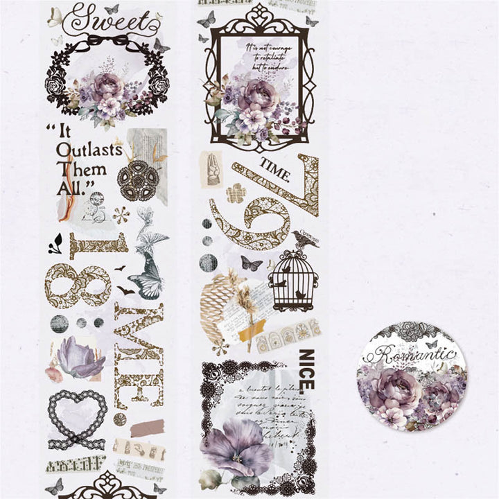 Lace Dark Nocturne Series PET Tape For DIY Scrapbook Decor