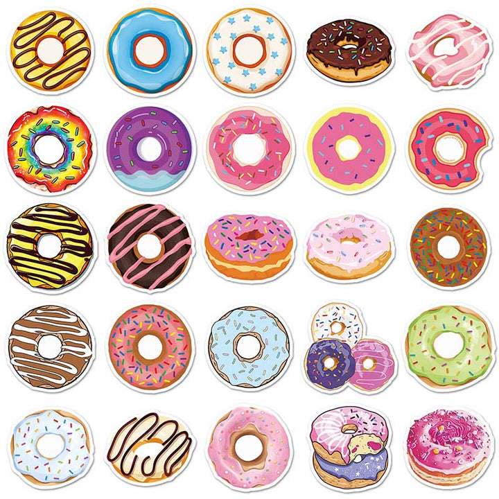 Delicious Donut Stickers 50pcs Cute Doughnut Sticker for Bottle Scrapbook Journaling