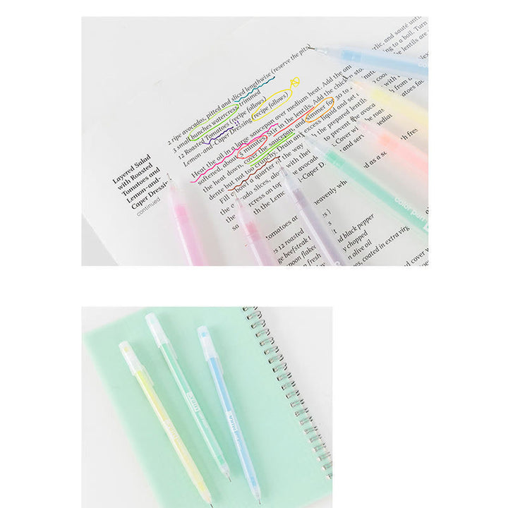 12pcs Set 0.5mm Tip Pens For Students Clear Pattern Office Supplies