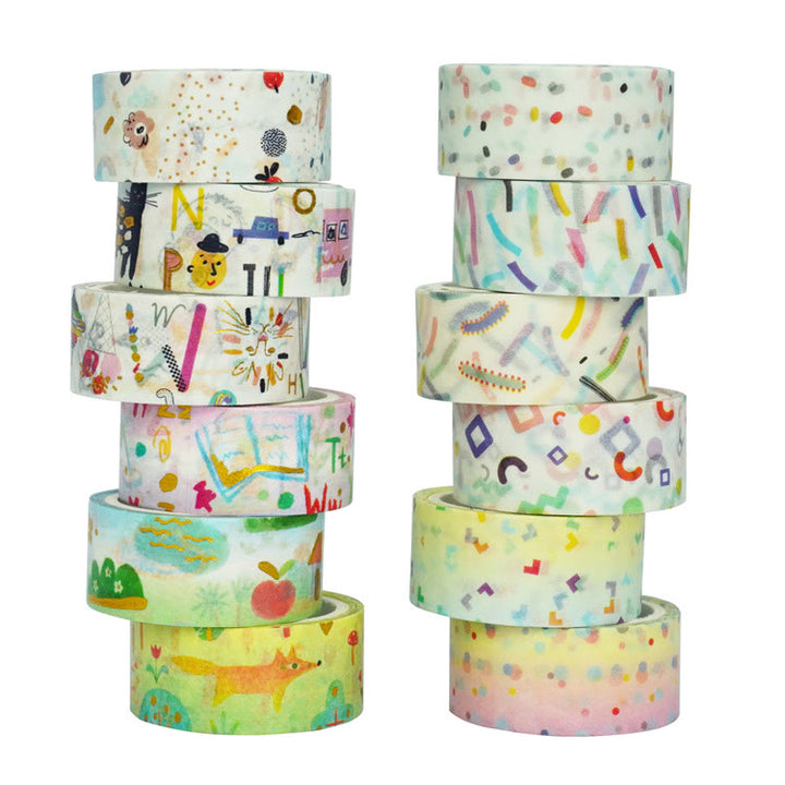 12 Rolls Fun Painting Series Washi Tape Set Scrapbook Tape