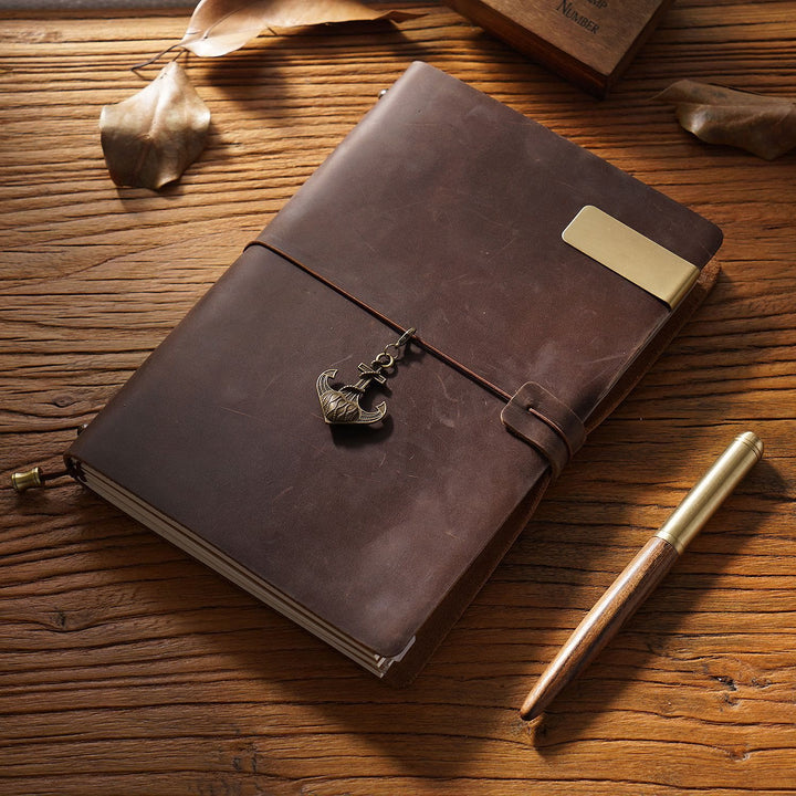 Vintage Leather Cover Notebook With Lashing Design For Business