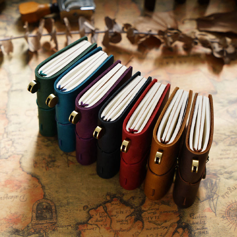 Mini Classic Leather Cover Notebook For Travel Daily Record