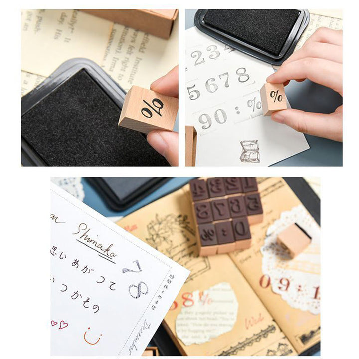 Month Weekday Number Wooden Stamps Set Wooden Stamp Rubber Stamp Set