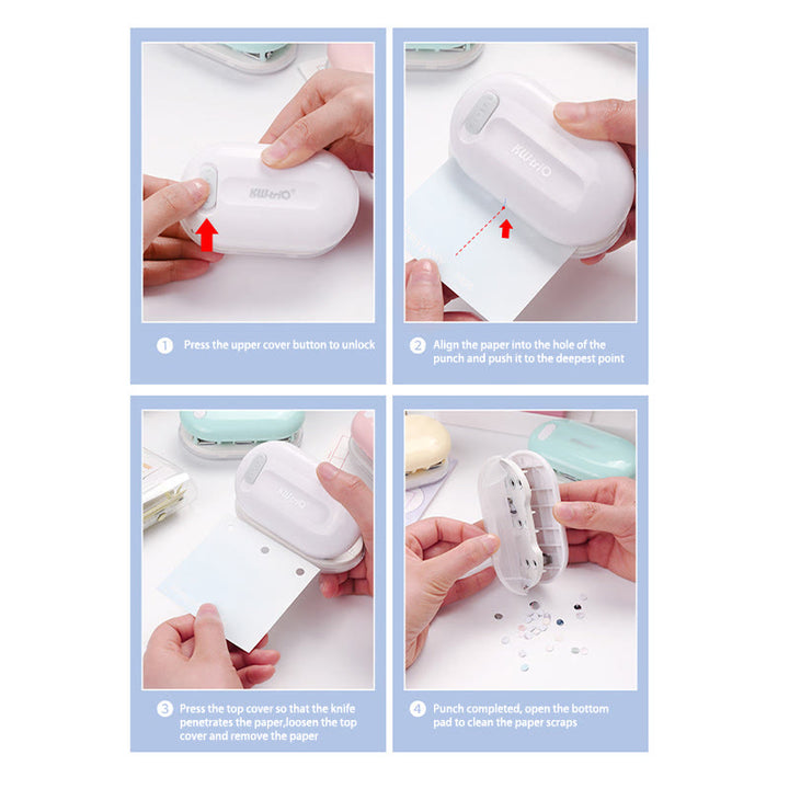 Pocket 3-Hole Punch 28mm 5 Sheet Capacity Hole Puncher for Journal Scrapbooking Supplies