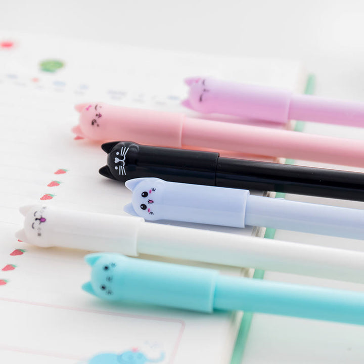 0.5mm Black Ink Tip Pens Cute Cat Pattern For Students