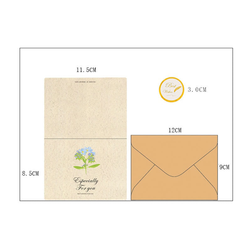 Flower Greeting Card With Envelopes For Mail Letter