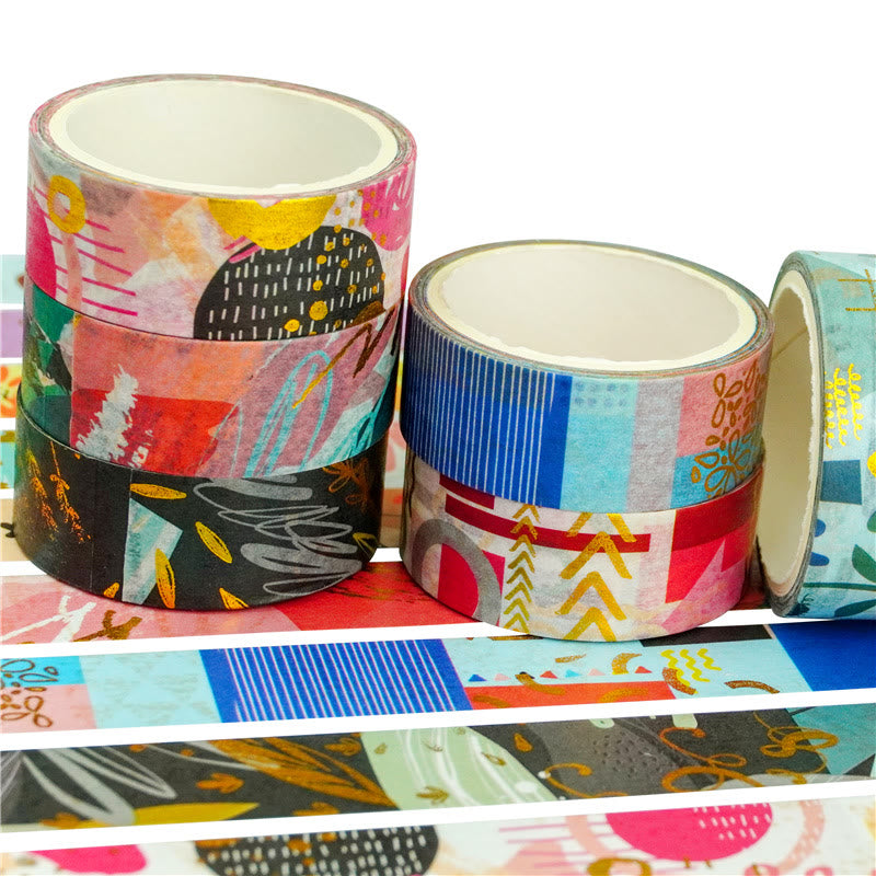 10 Rolls Geometry Gold Foil Washi Tape Set Scrapbook Tape