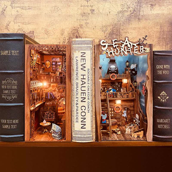 Sea Hunter DIY Book Nook Miniature Kit 3D Wooden Puzzle for Decoration