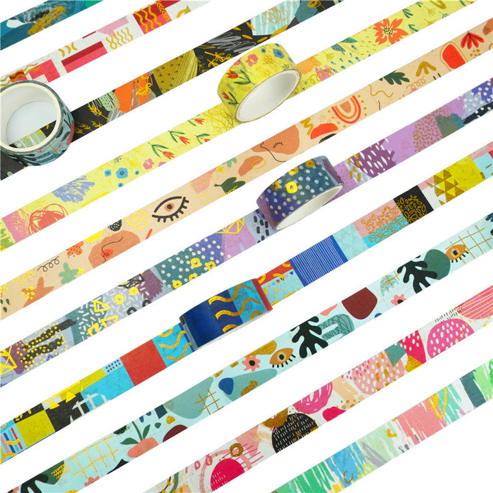 10 Rolls Geometry Gold Foil Washi Tape Set Scrapbook Tape