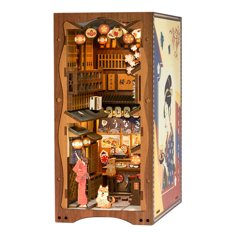 Under the Sakura Tree DIY Book Nook Miniature Kit 3D Wooden Puzzle for Decoration