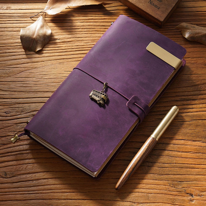 Vintage Leather Cover Notebook With Lashing Design For Business