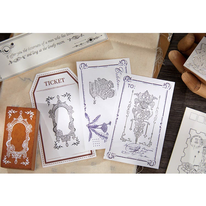 5pcs The Temple Of Shadows Series Wooden Rubber Stamp