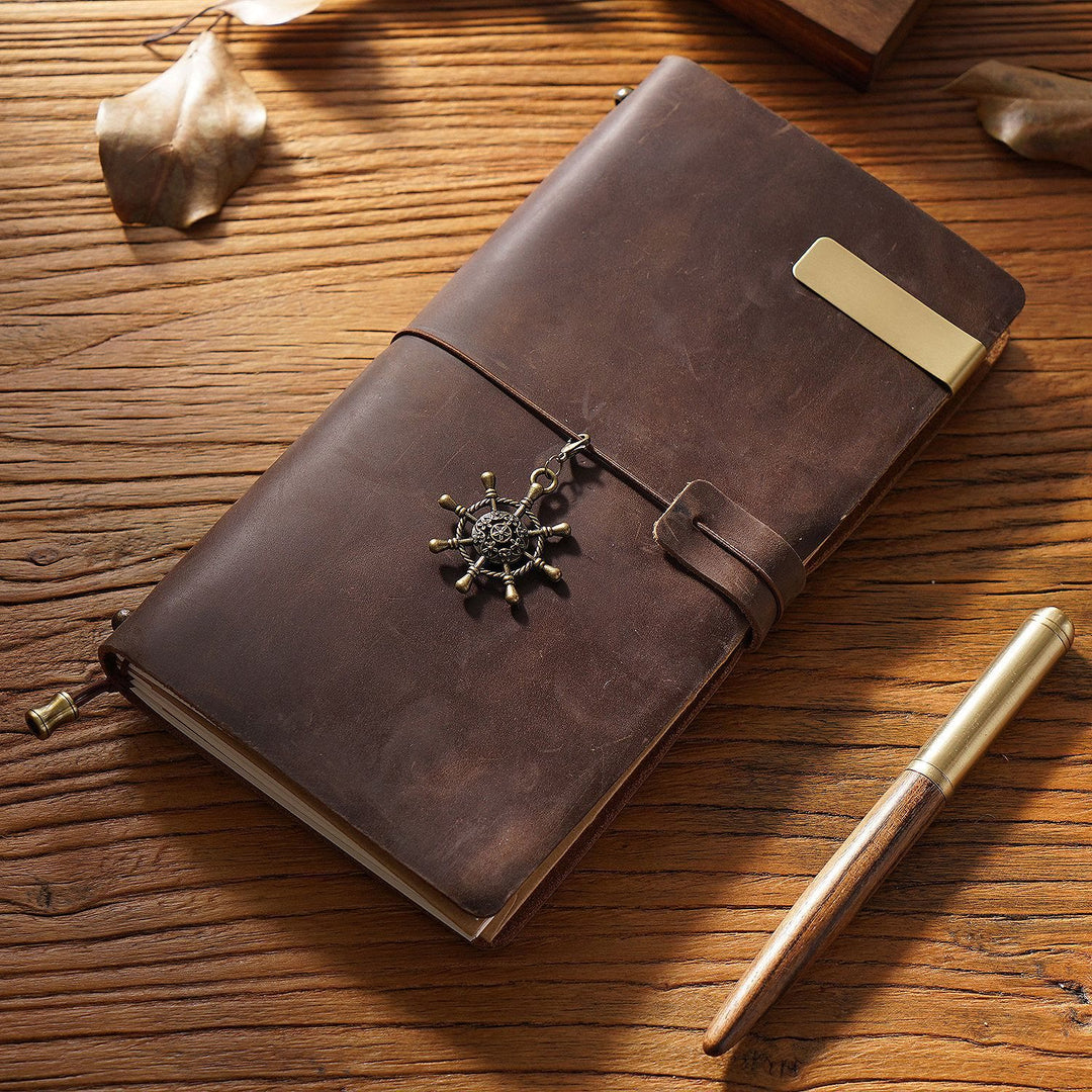 Vintage Leather Cover Notebook With Lashing Design For Business