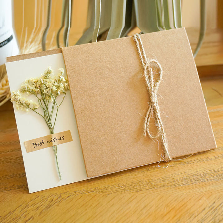 Vintage Kraft Paper Festival Greeting Card With Eternal Flower