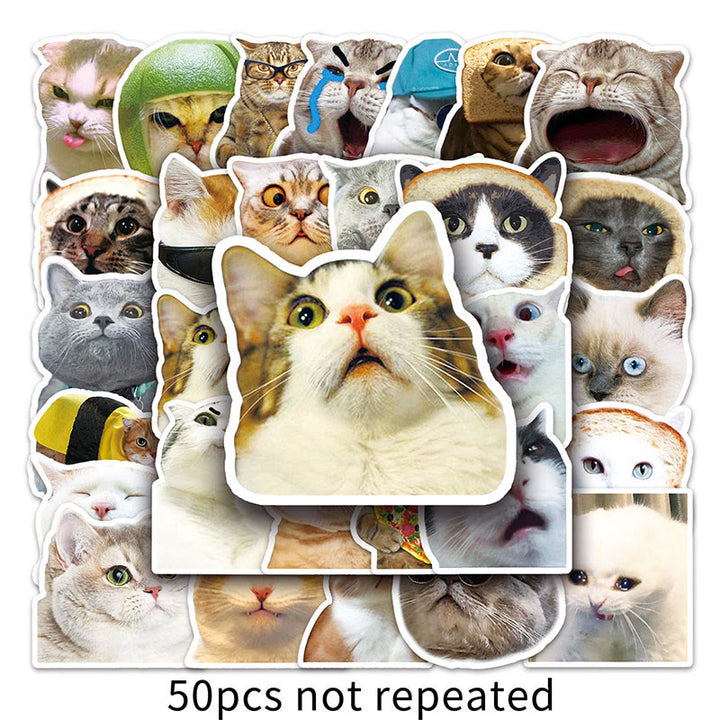 Funny Cats Emoji Stickers 50pcs Vinyl Waterproof Sticker