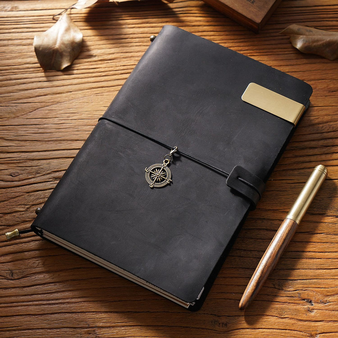 Vintage Leather Cover Notebook With Lashing Design For Business