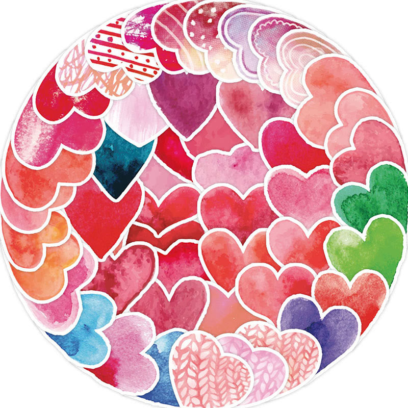 50pcs Heart Stickers Valentine's Day Sticker for Card Gifts Decor Scrapbook