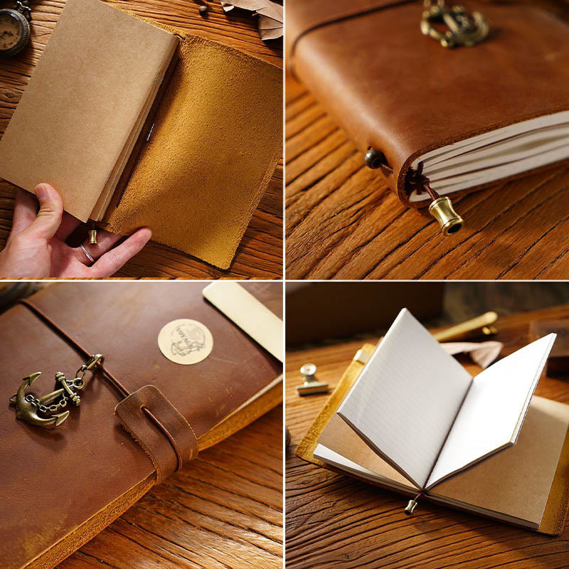 Vintage Leather Cover Notebook With Lashing Design For Business