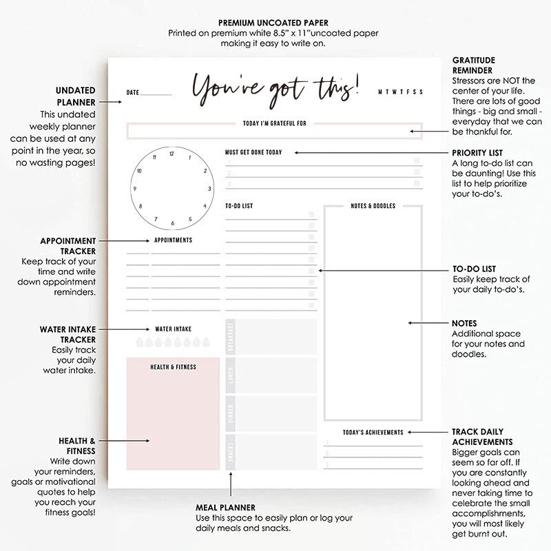 Removable Idea Paper Notebook Weekly Plan To Do List