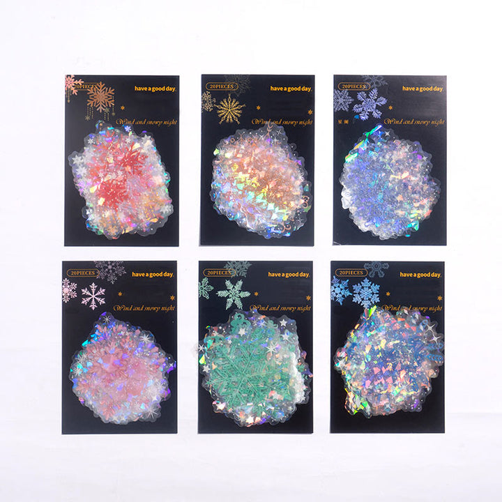 Snowy Night Snowflake Theme Pet Sticker Shiny Decor For Scrapbook