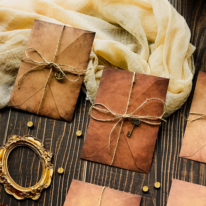 Kraft Paper Letter Envelopes Set With Small Pendant Decor